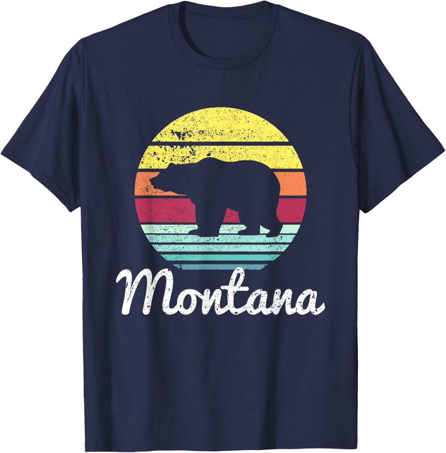 Vintage Retro MT Montana Wildlife Bear Adventure T-Shirt - T-Shirt | Navy