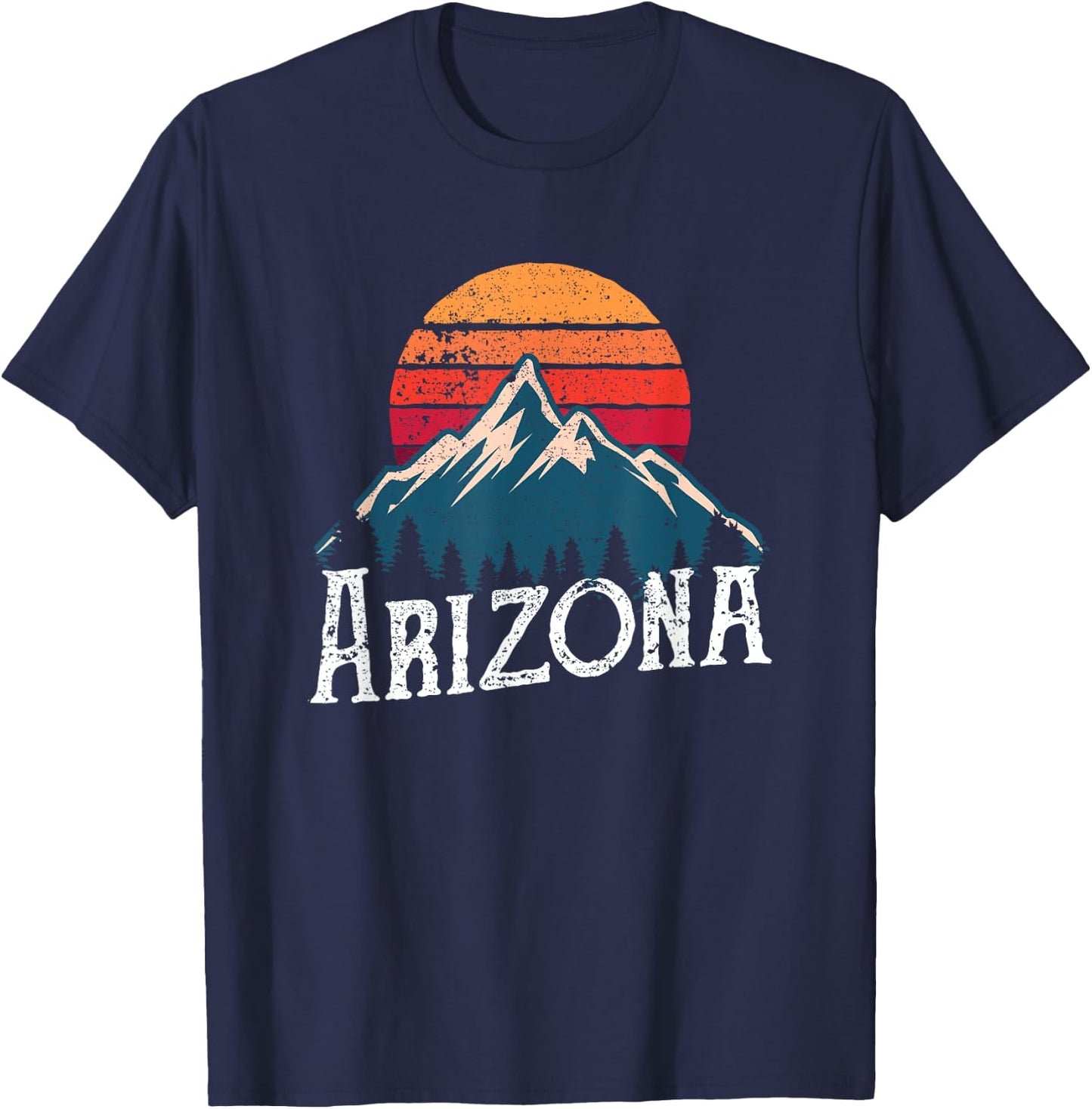 Vintage Retro AZ, Arizona Mountains Outdoor Wildness T-Shirt - T-Shirt | Navy