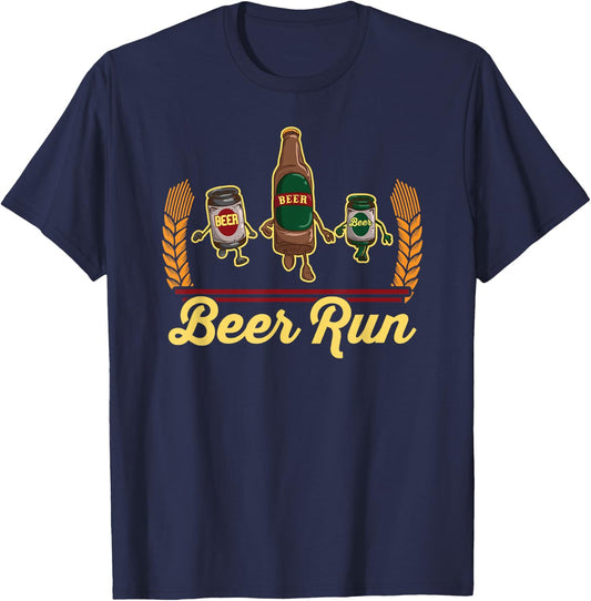 Funny Beer Running Gift Shirt BEER RUN T-Shirt - T-Shirt | Navy