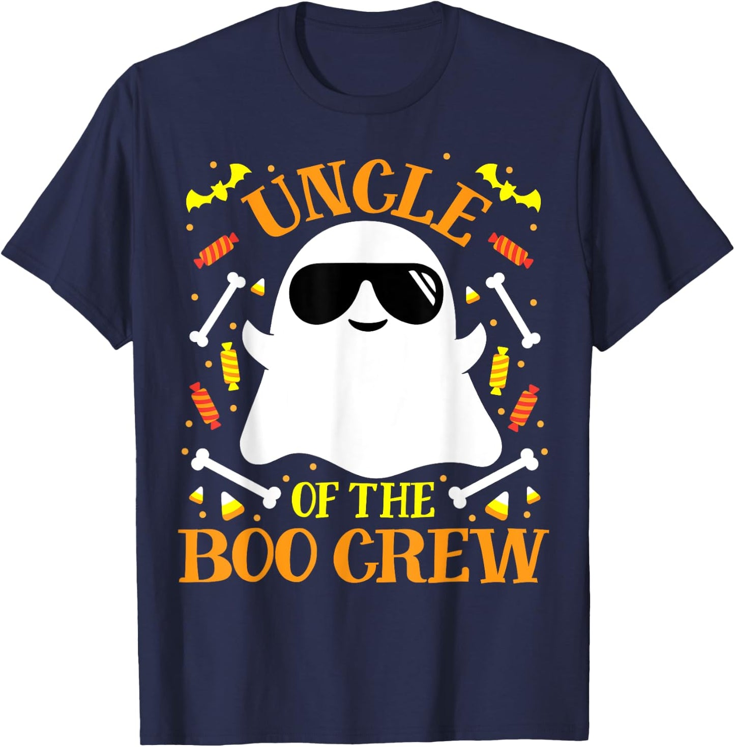 Uncle Boo Crew Ghost Matching Family Set Funny Men Halloween T-Shirt - T-Shirt | Navy