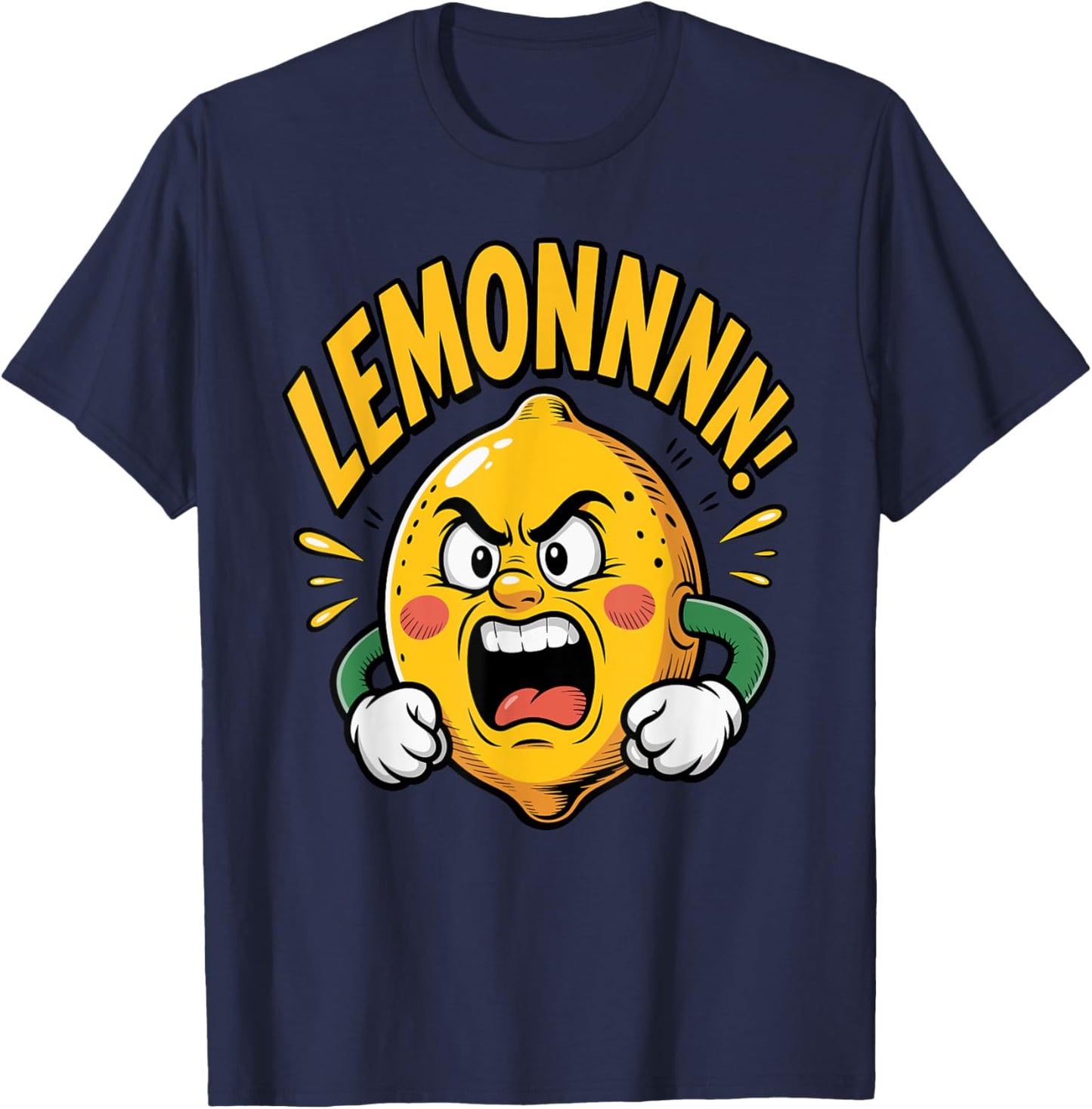 Lemonnn Angry Fruit Yelling Funny Cartoon Lemon Men Women T-Shirt - T-Shirt | Navy