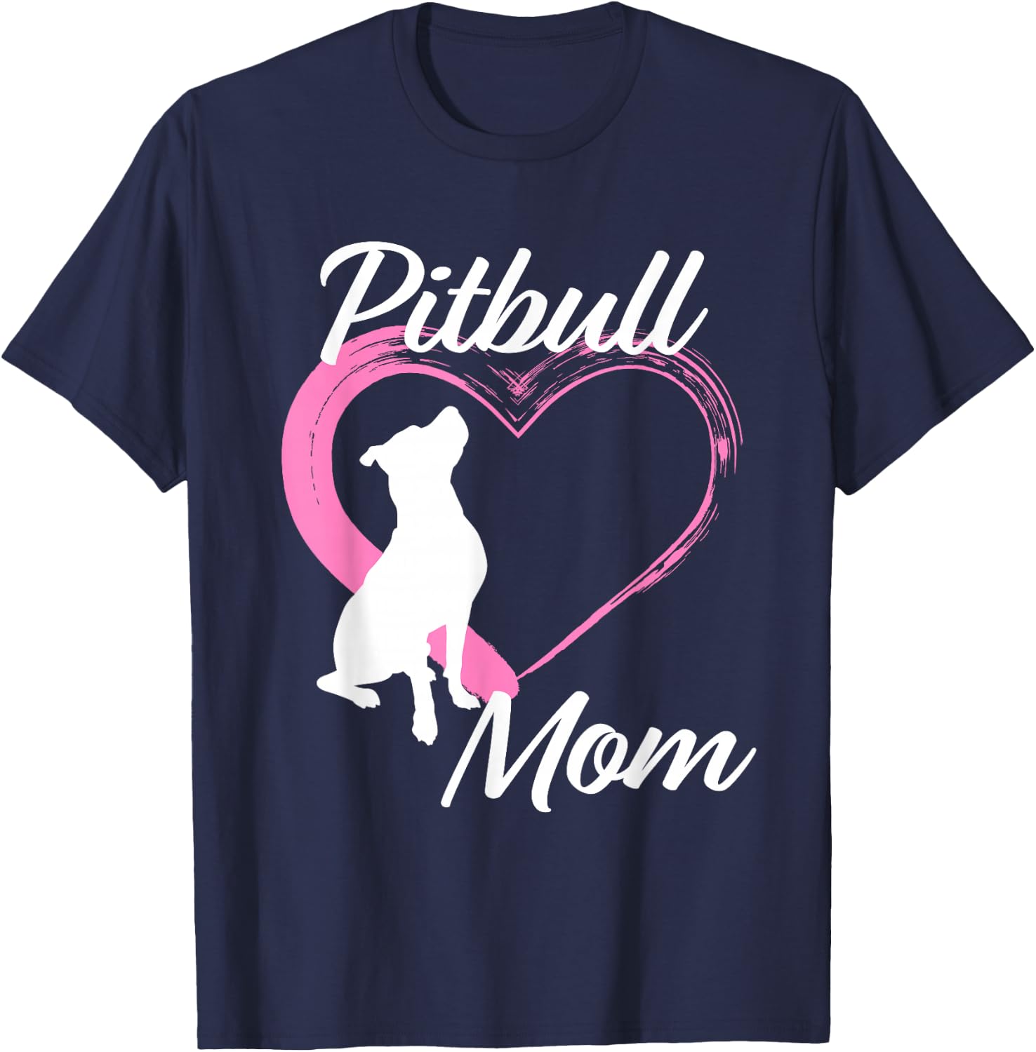 Pitbull Gifts for Pitbull Lovers Cute Pitbull Mom Pink Heart T-Shirt - T-Shirt | Navy