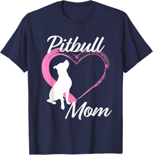 Pitbull Gifts for Pitbull Lovers Cute Pitbull Mom Pink Heart T-Shirt - T-Shirt | Navy