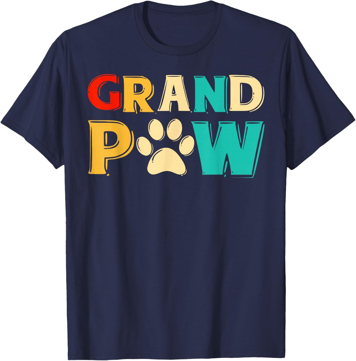 Grand Paw Dog Grandpaw Grandpa Dog Lover Vintage Gift Men Women Girls Kids T-Shirt - T-Shirt | Navy