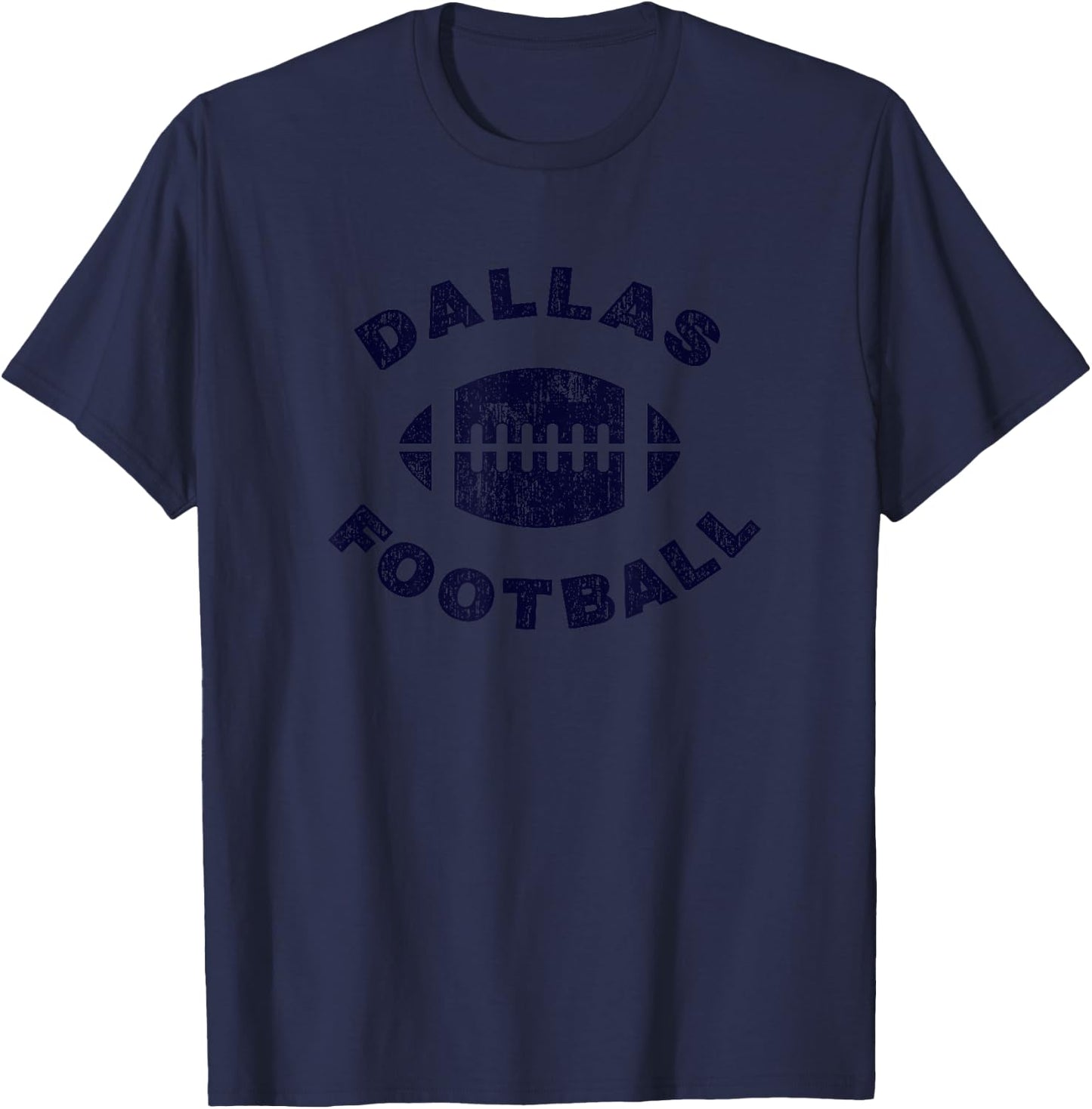 Dallas Vintage Distressed Football Sports Design T-Shirt - T-Shirt | Navy