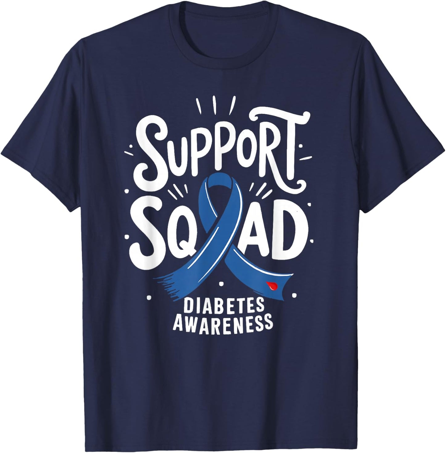 Support Squad Diabetes Awareness T1D T2D T-Shirt - T-Shirt | Navy