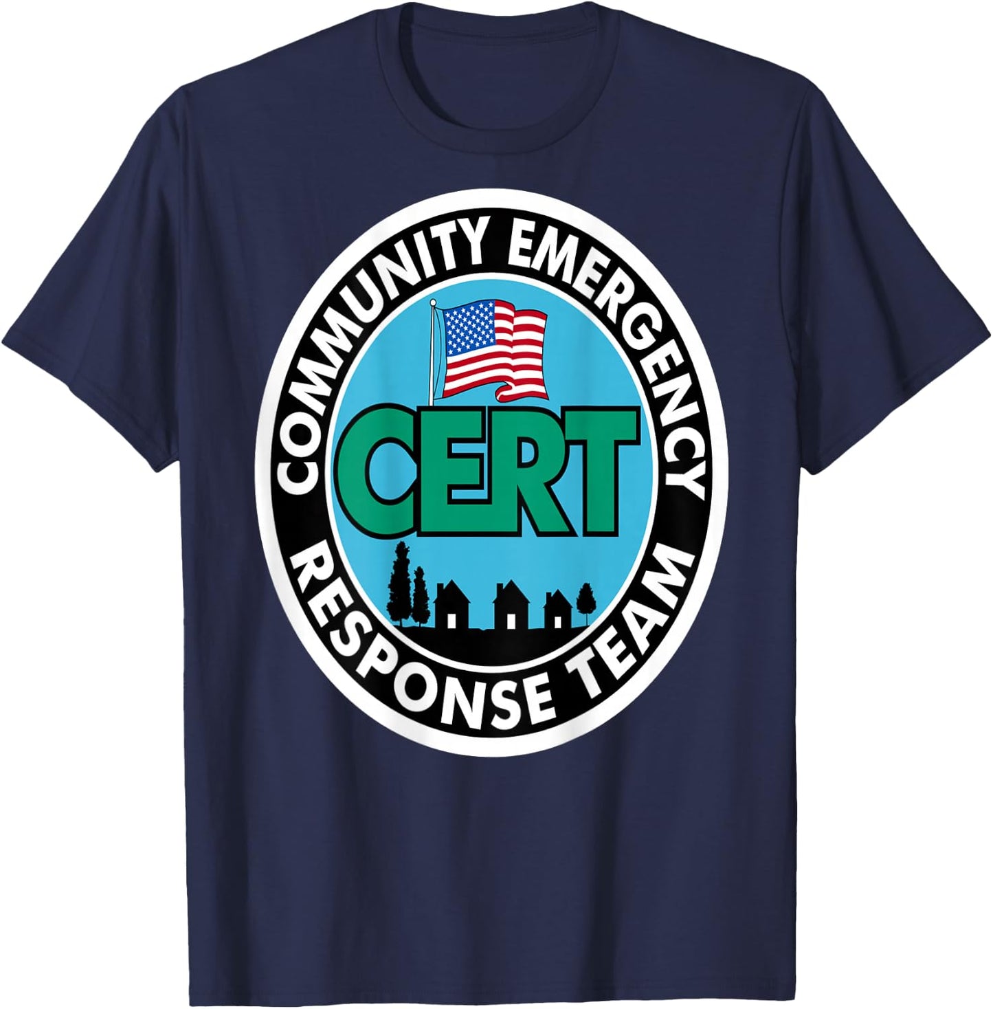 CERT Community Emergency Response Team White Back Print T-Shirt - T-Shirt | Navy