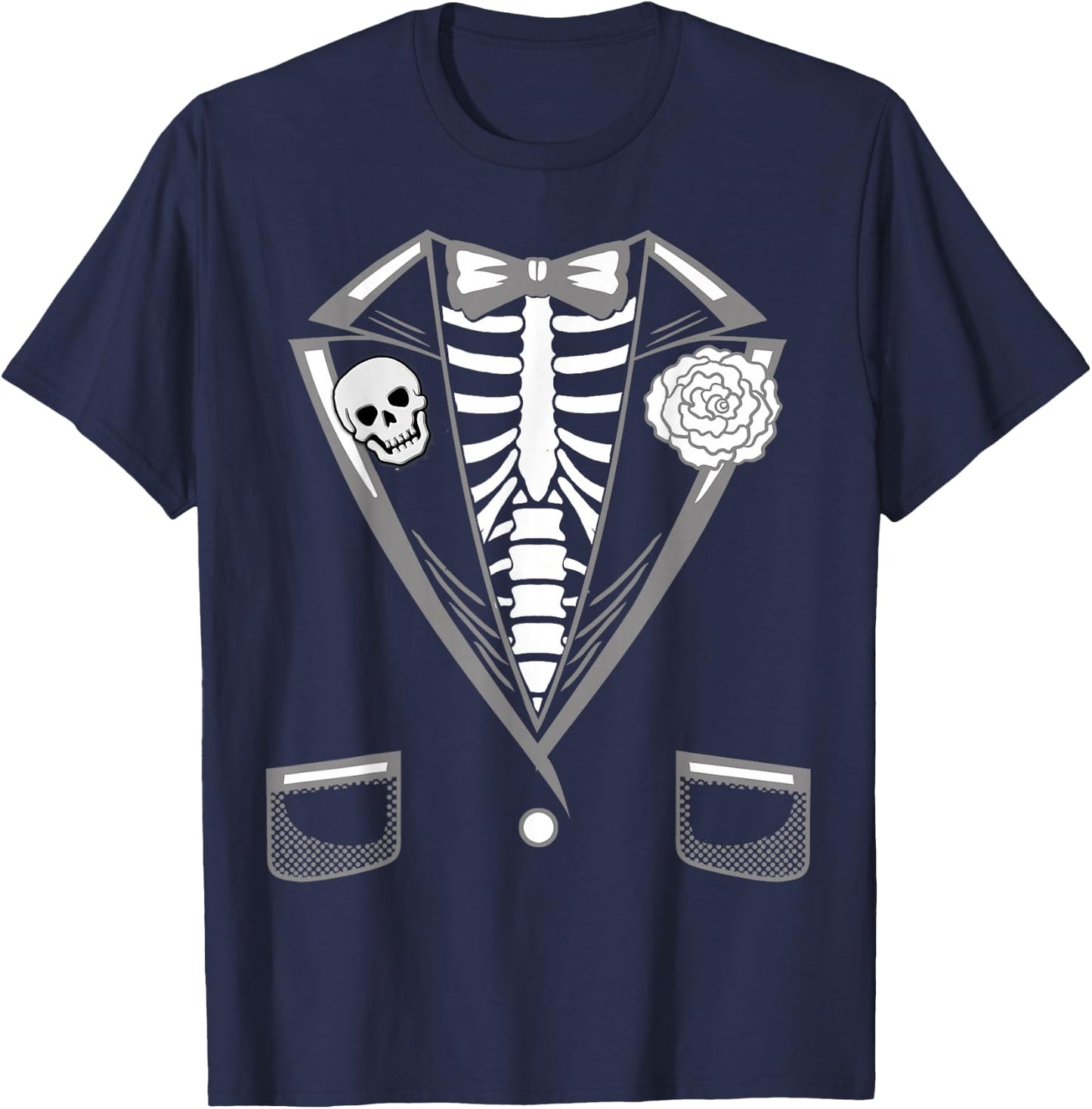 Halloween Costume Funny Skeleton Tuxedo T-Shirt - T-Shirt | Navy