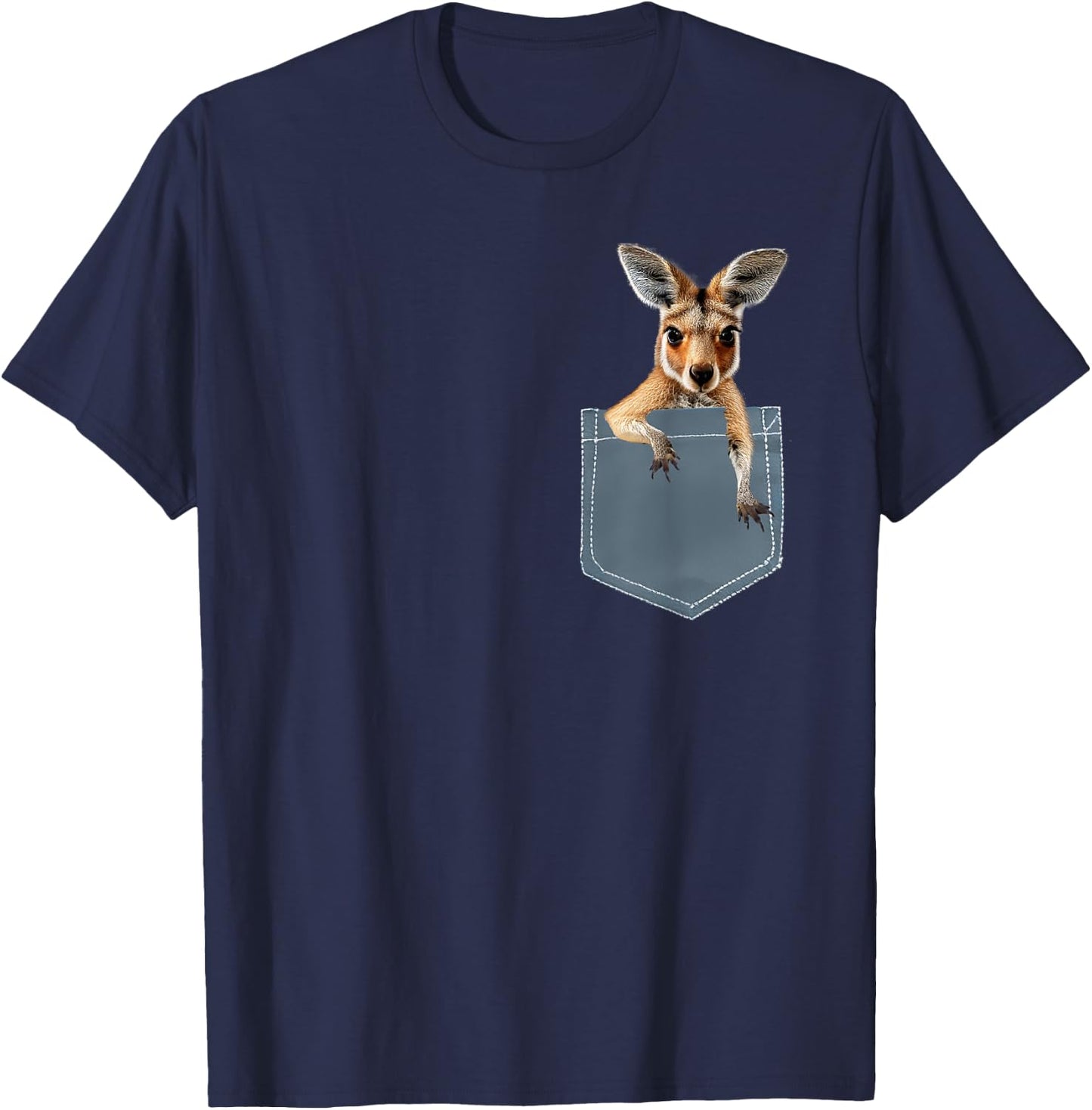 Cute Kangaroo in Pocket Shirt , Women, Kids T-Shirt - T-Shirt | Navy