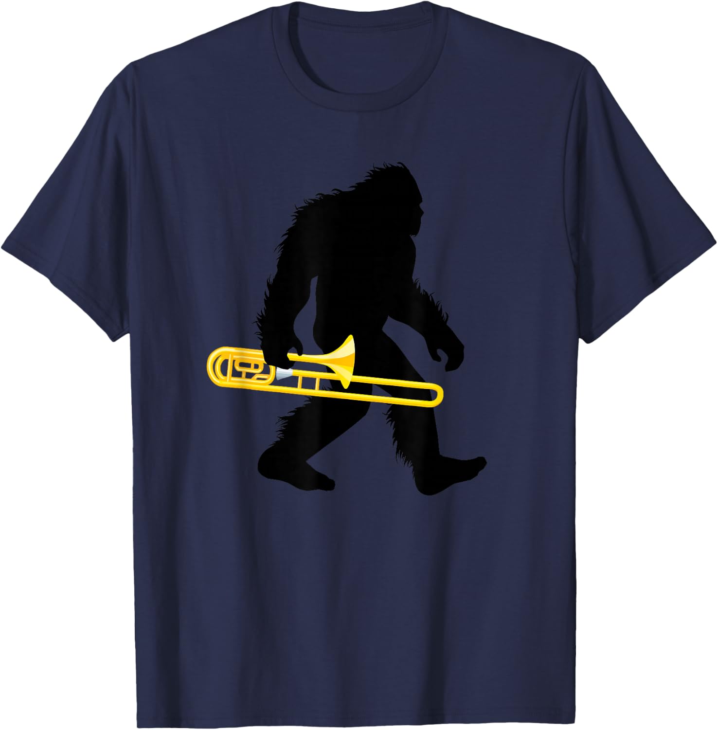 Bigfoot Trombone Sasquatch Trombonist Apparel T-Shirt - T-Shirt | Navy