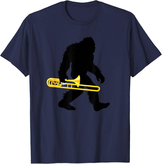 Bigfoot Trombone Sasquatch Trombonist Apparel T-Shirt - T-Shirt | Navy