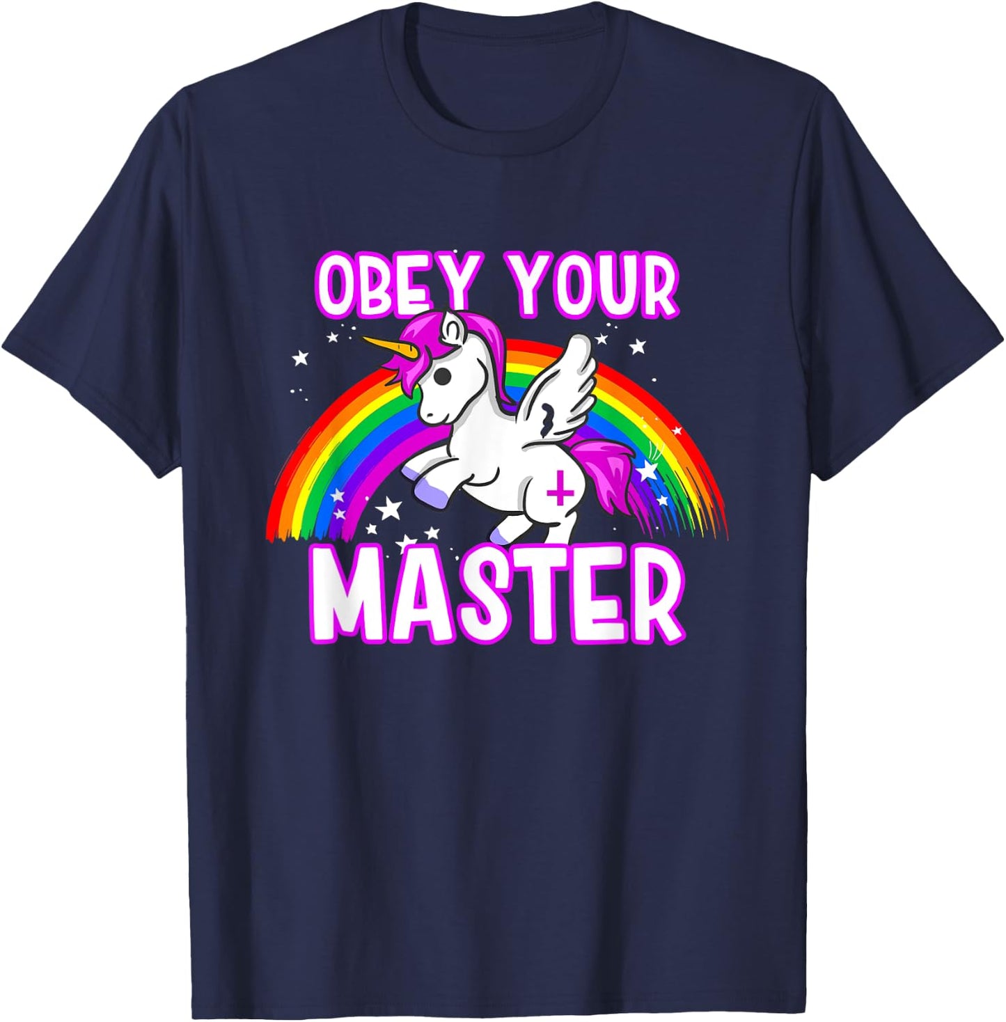 Obey Your Master - Bad Unicorn Religion Heavy Metal God T-Shirt - T-Shirt | Navy