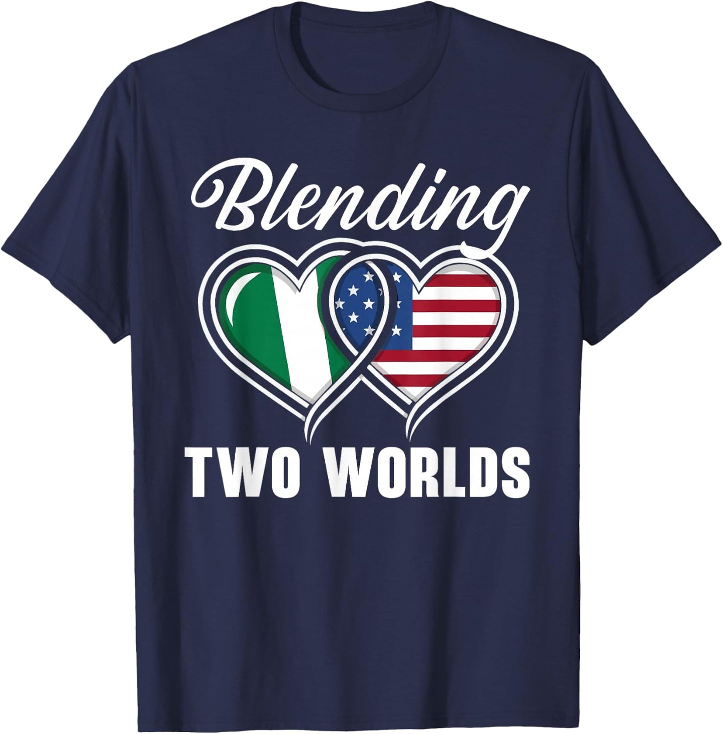 Half Nigerian Half American USA Flag Nigeria America T-Shirt - T-Shirt | Navy
