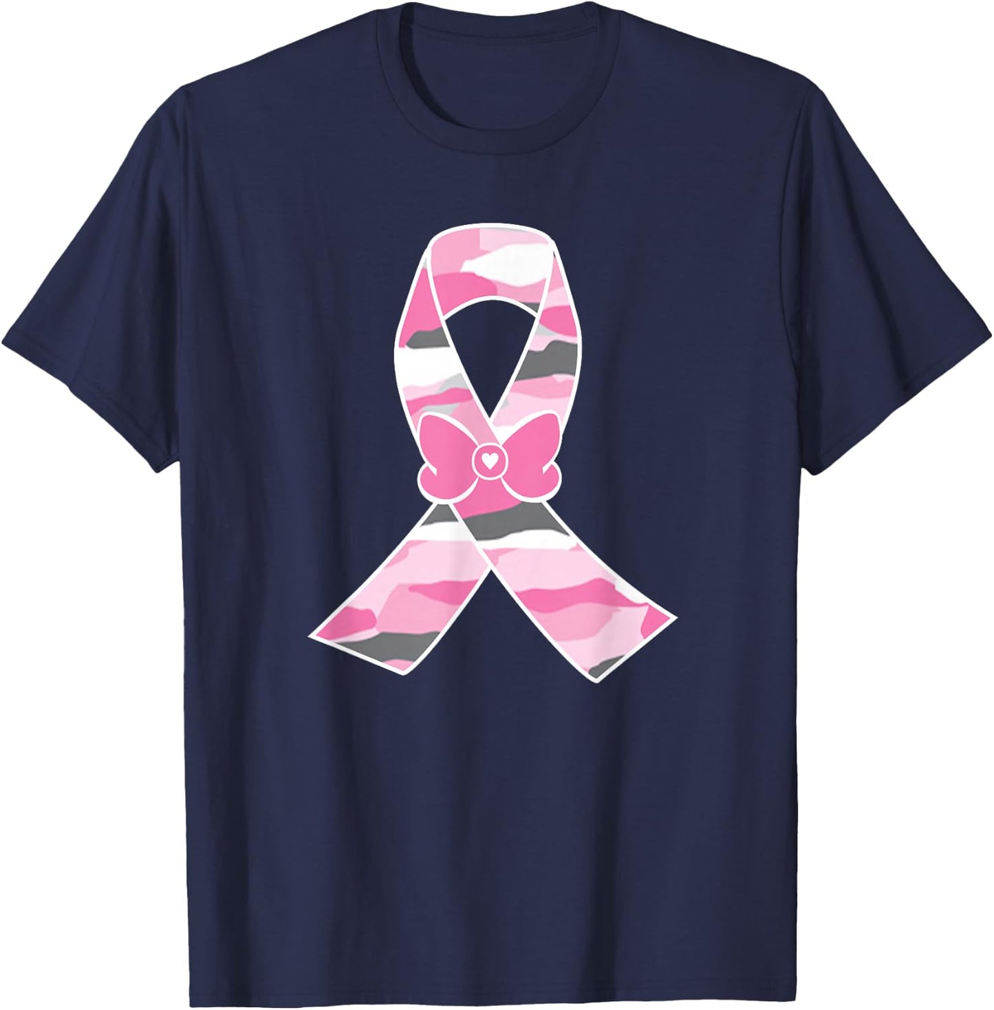 Camo Pinks Ribbon Breast Cancer Awareness T-Shirt - T-Shirt | Navy