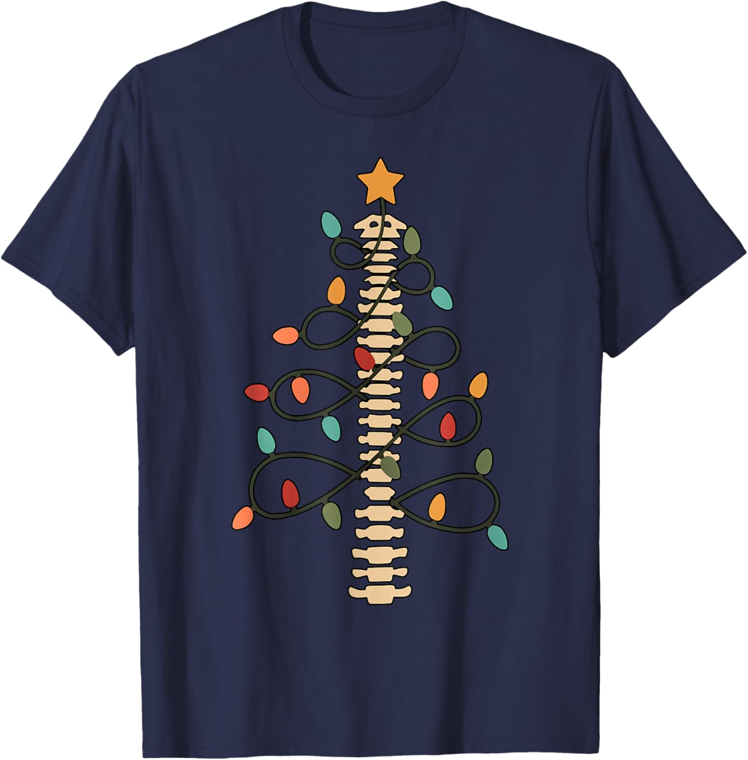 Chiropractor Doctor Christmas Lights Chiropractic Assistant T-Shirt - T-Shirt | Navy