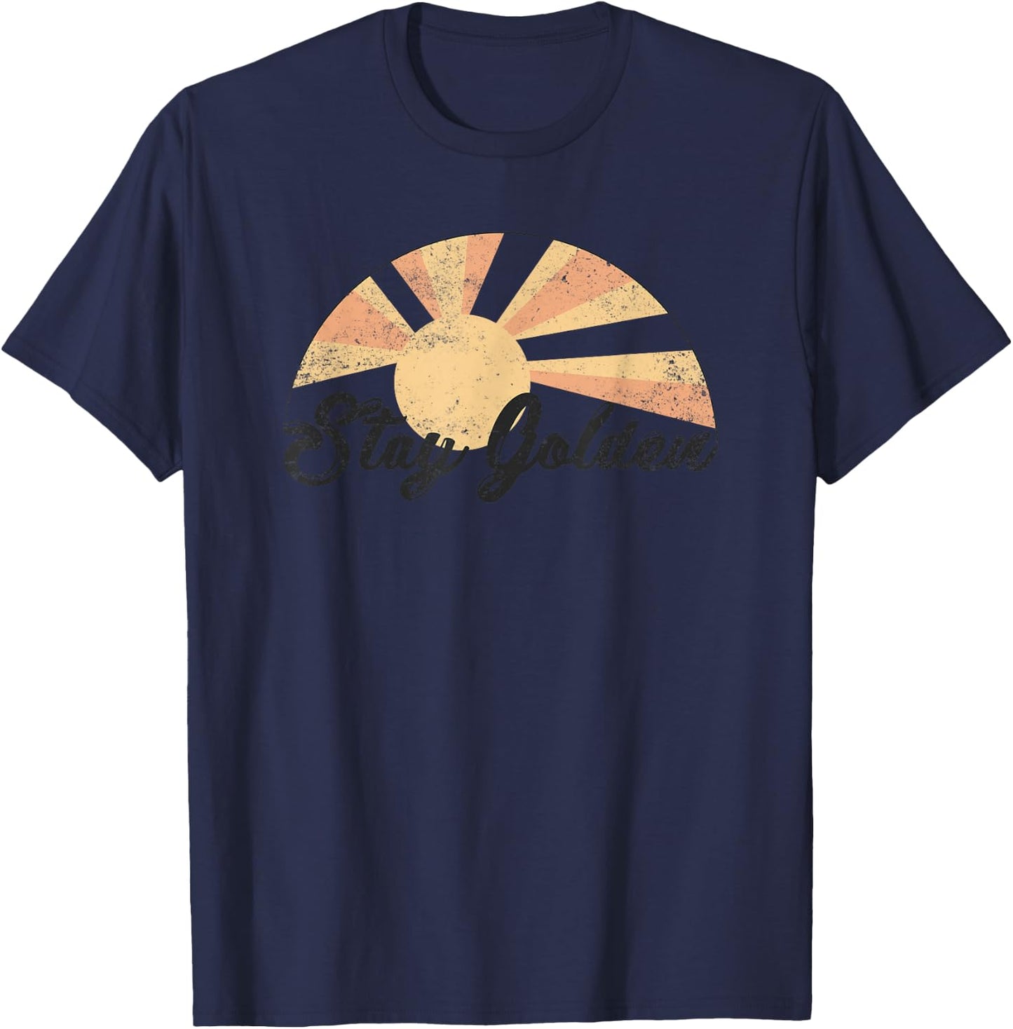 Vintage Stay Golden Positive Sunshine Optimistic Inspire T-Shirt - T-Shirt | Navy