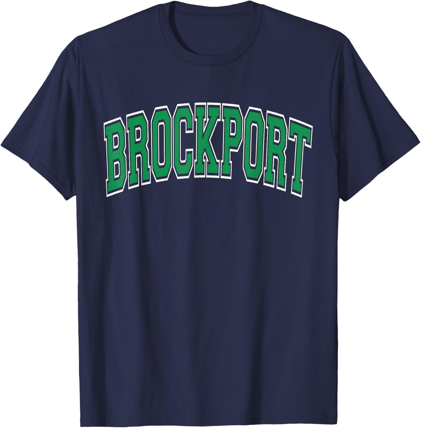 Brockport Arched Green Text T-Shirt - T-Shirt | Navy