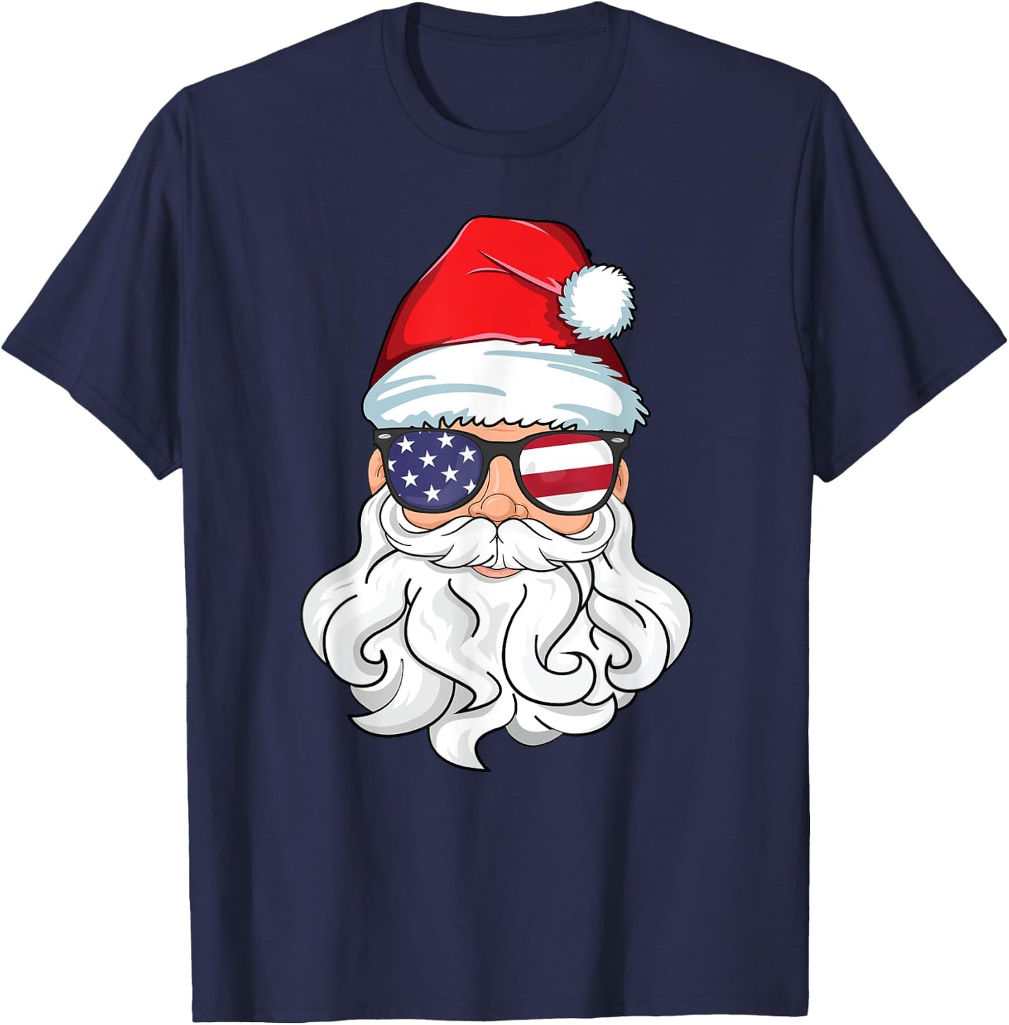 Santa Claus Patriotic USA Sunglasses Kids Christmas in July T-Shirt - T-Shirt | Navy