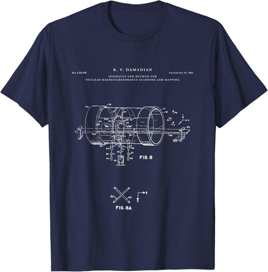 MRI Machine Patent - medical T-Shirt - T-Shirt | Navy