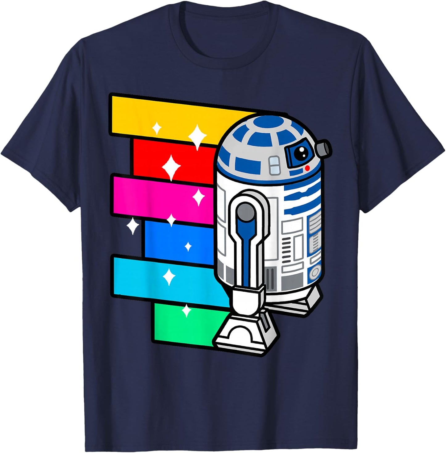 Star Wars R2-D2 Rainbow Roll Cartoon Graphic C1 T-Shirt - T-Shirt | Navy