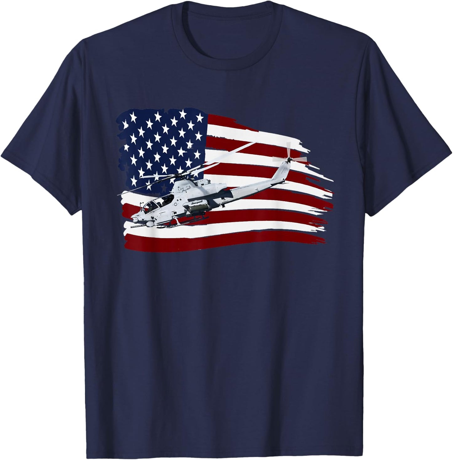 AH-1 COBRA ATTACK HELICOPTER T SHIRT US Flag USA T-Shirt - T-Shirt | Navy