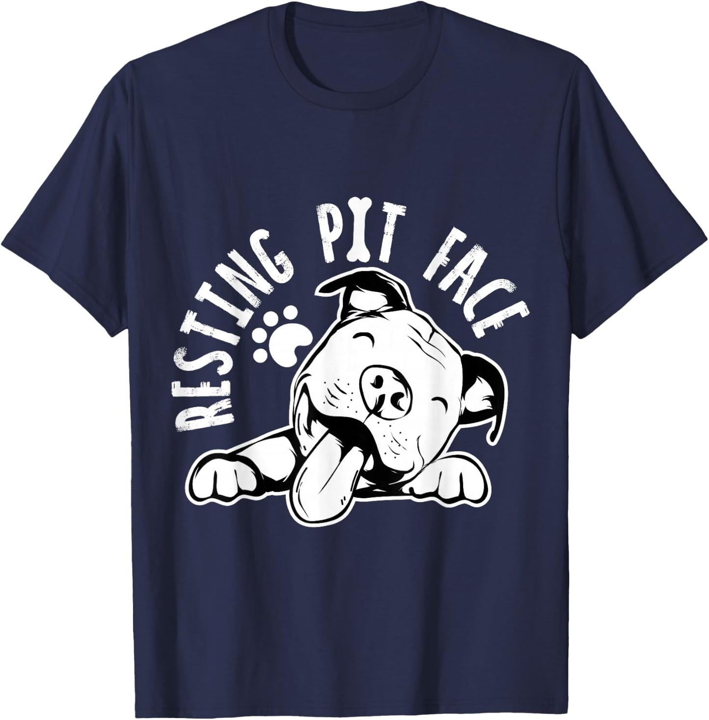 Resting Pit Face | Funny Dog Pitbull Meme Clothing T-Shirt - T-Shirt | Navy