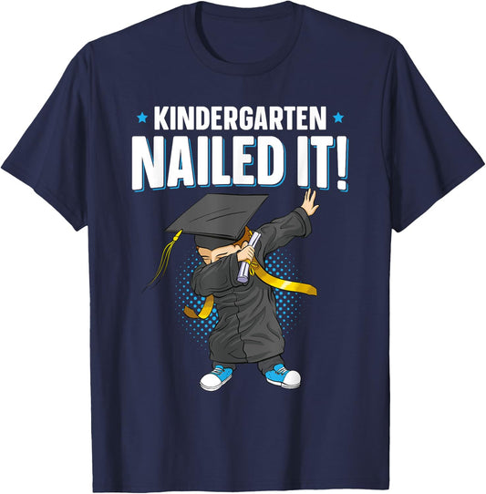 Dabbing Graduation Class Of 2025 Boy Kindergarten Nailed It T-Shirt - T-Shirt | Navy