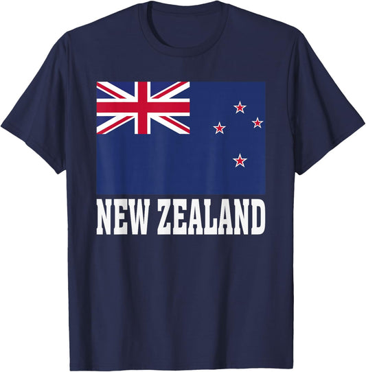 NEW Zealand Flag Patriotic National Roots Souvenir T-Shirt - T-Shirt | Navy