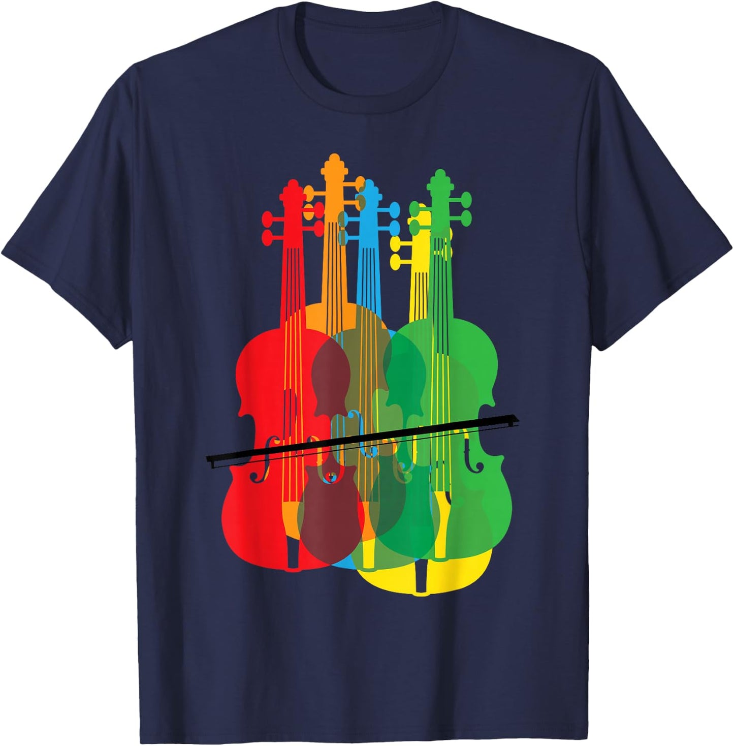 Multicolored Violins Birthday Gift Musicians T-Shirt - T-Shirt | Navy