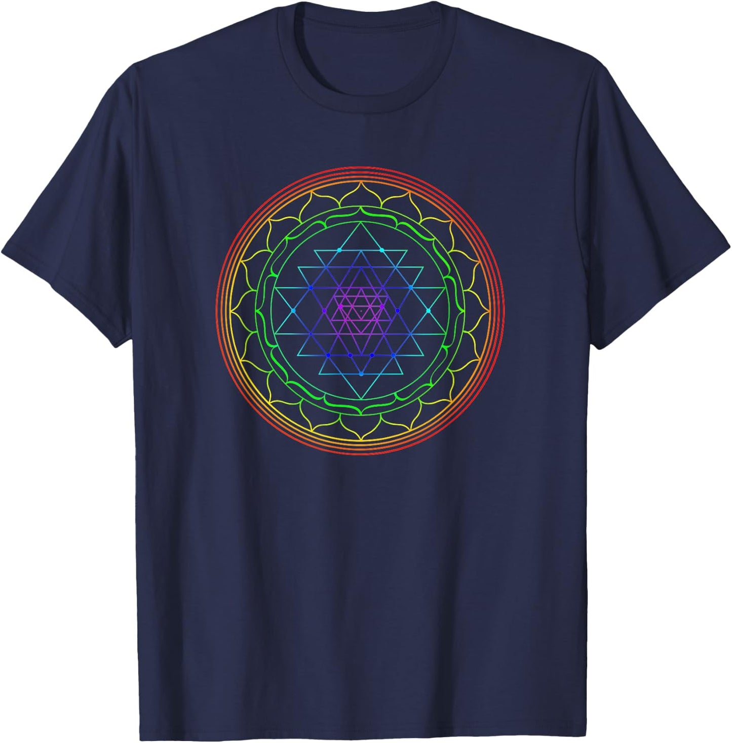 Sri Yantra Mandala Sacred Geometry Spiritual Gift Yoga Lover T-Shirt - T-Shirt | Navy