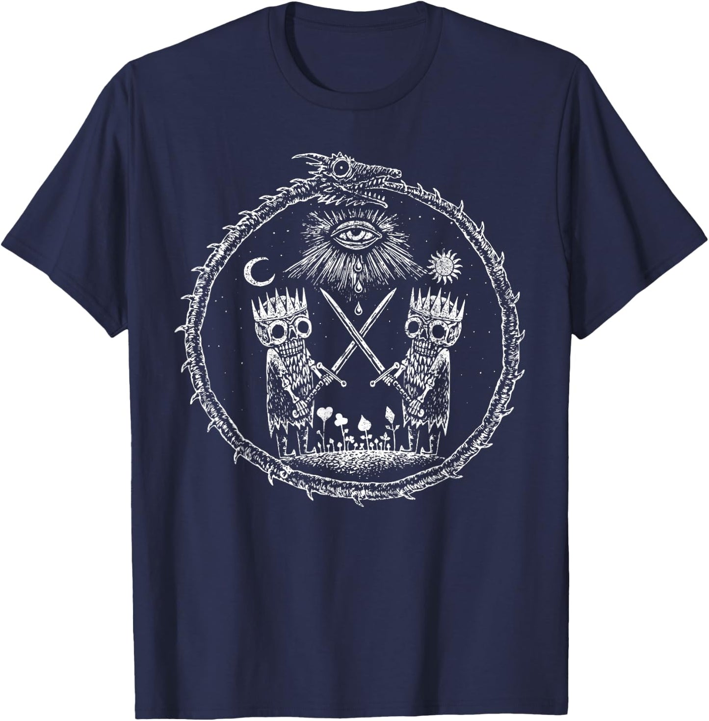 Ouroboros Dragon Eating Tail Magician Taro T-Shirt - T-Shirt | Navy