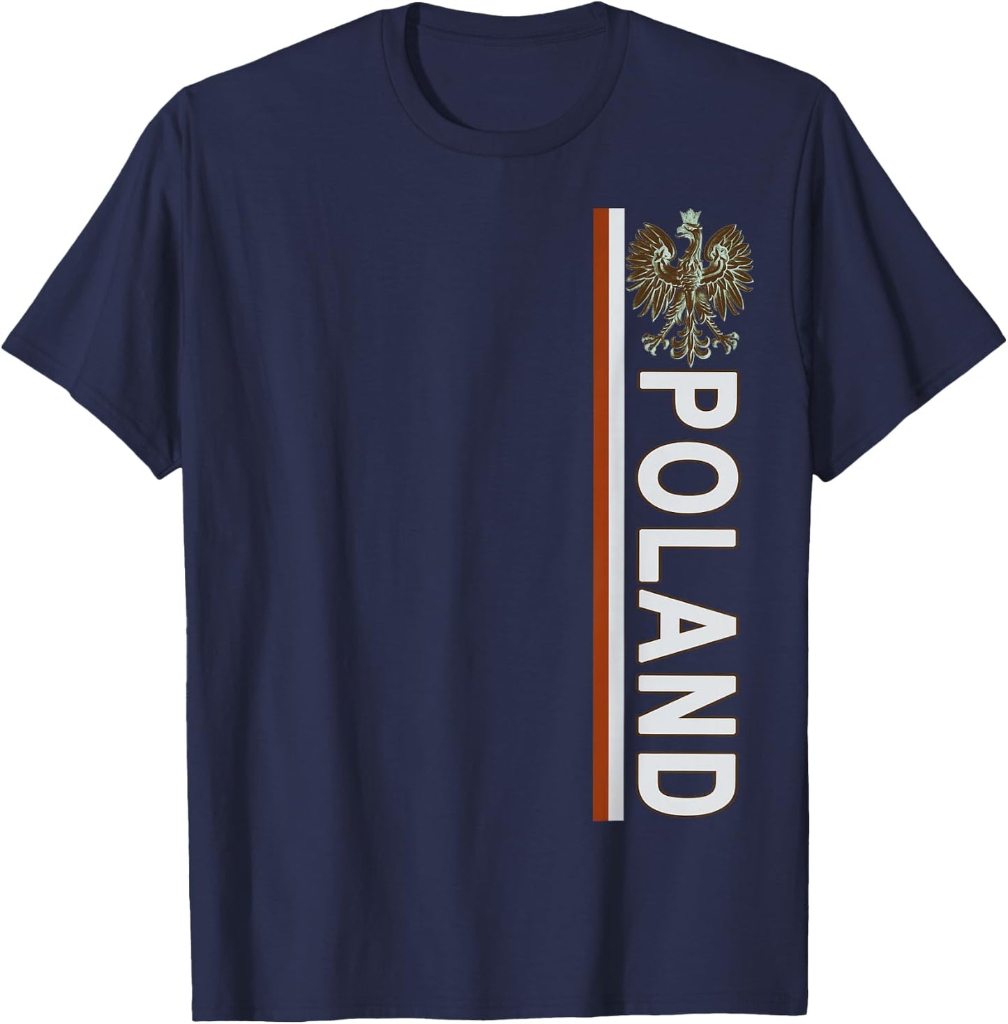 Left-side Distressed-effect Polish Flag & Emblem of Poland T-Shirt - T-Shirt | Navy
