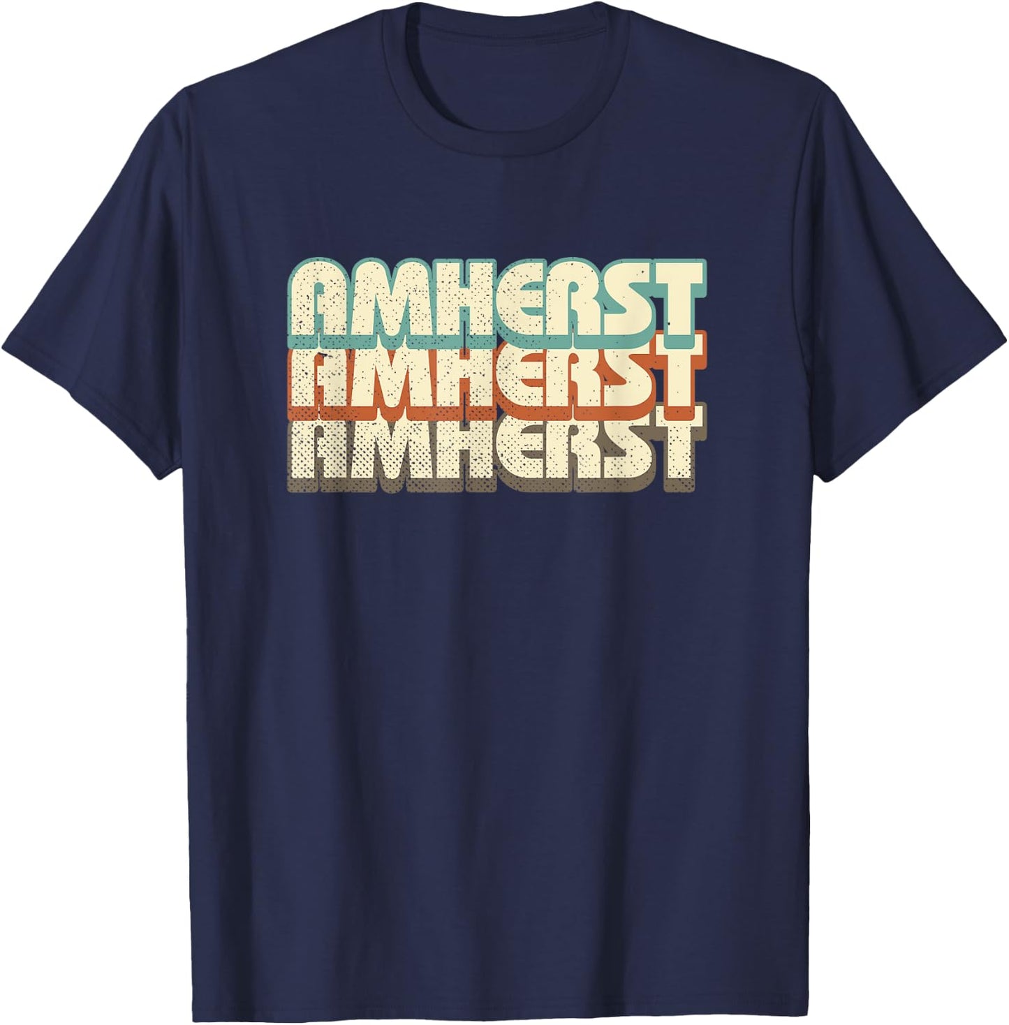 Retro Amherst Massachusetts T-Shirt - T-Shirt | Navy