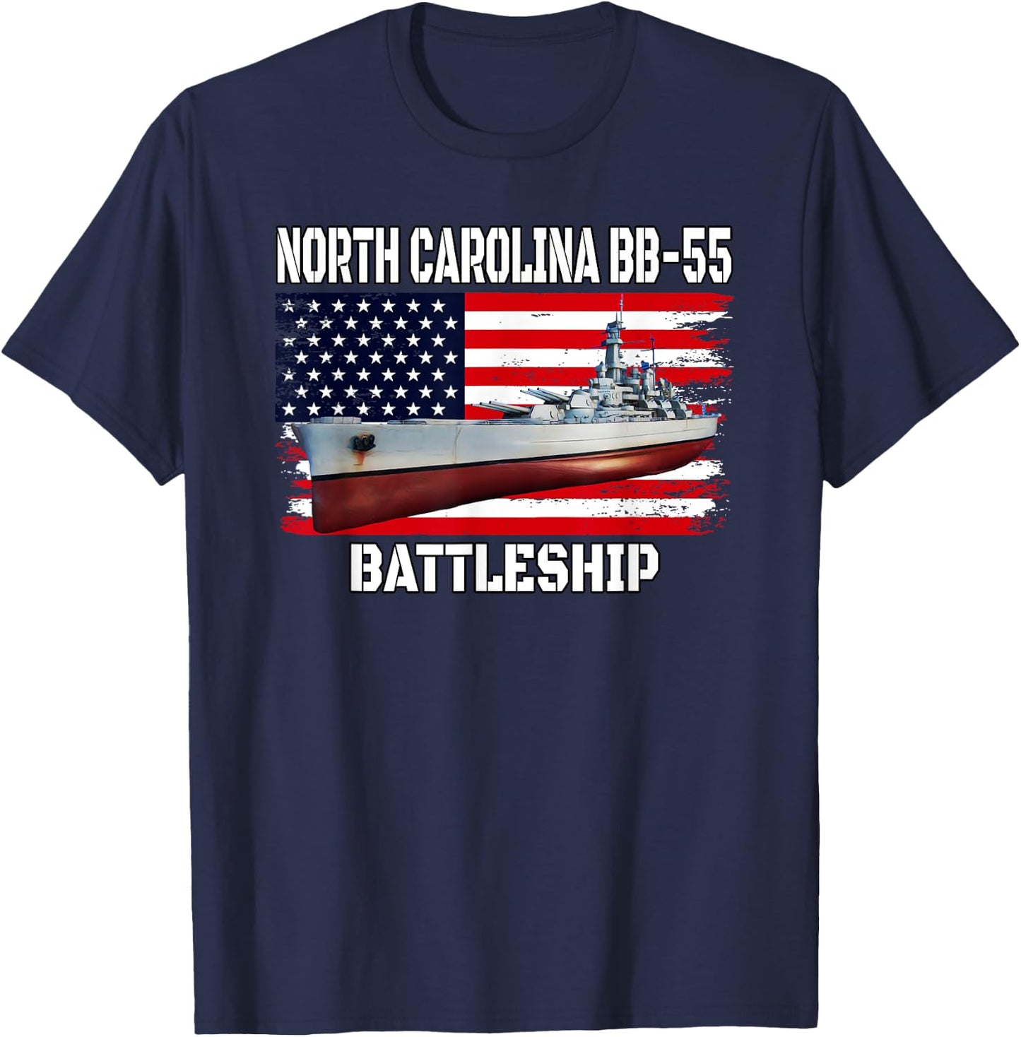 USS North Carolina BB-55 Battleship Veterans Father Grandpa T-Shirt - T-Shirt | Navy