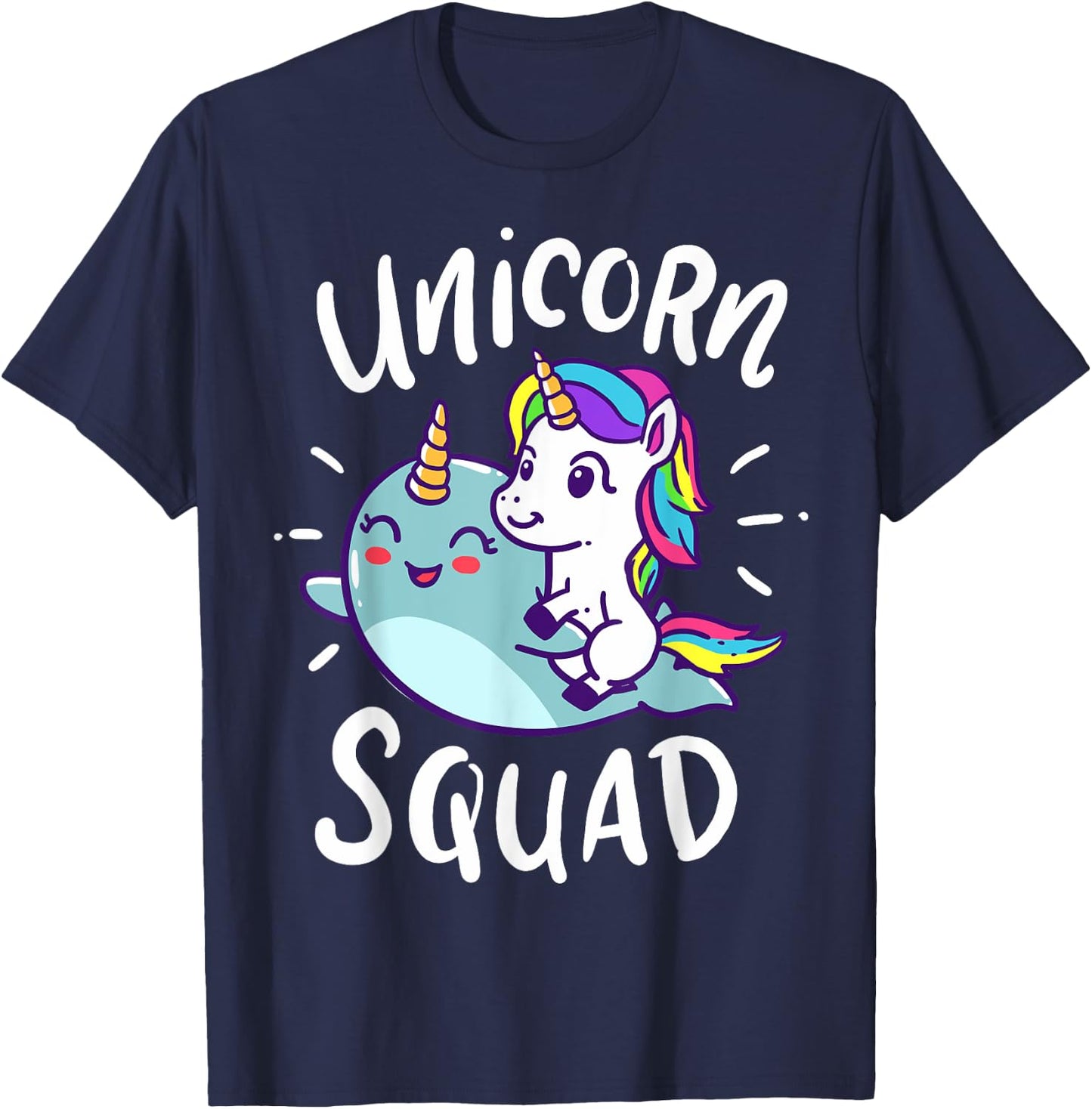 Unicorn Squad Narwhal Funny Cute Birthday Party Present Gift T-Shirt - T-Shirt | Navy