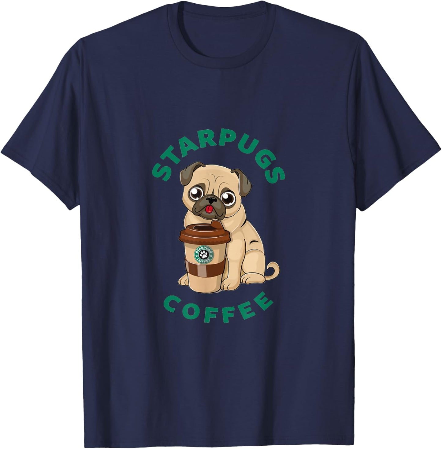 Starpugs Coffee Pug Doglover T-Shirt - T-Shirt | Navy