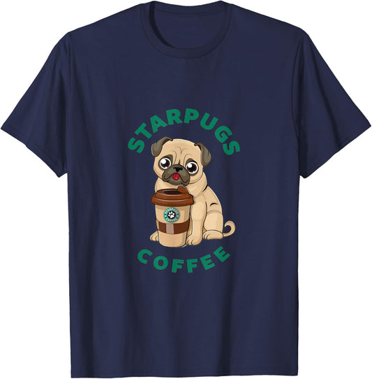 Starpugs Coffee Pug Doglover T-Shirt - T-Shirt | Navy