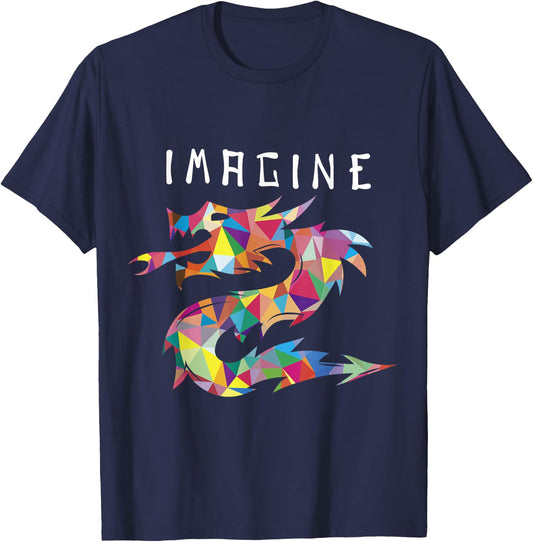 Imagine Fantasy Dragon Tattoo Style T-Shirt - T-Shirt | Navy