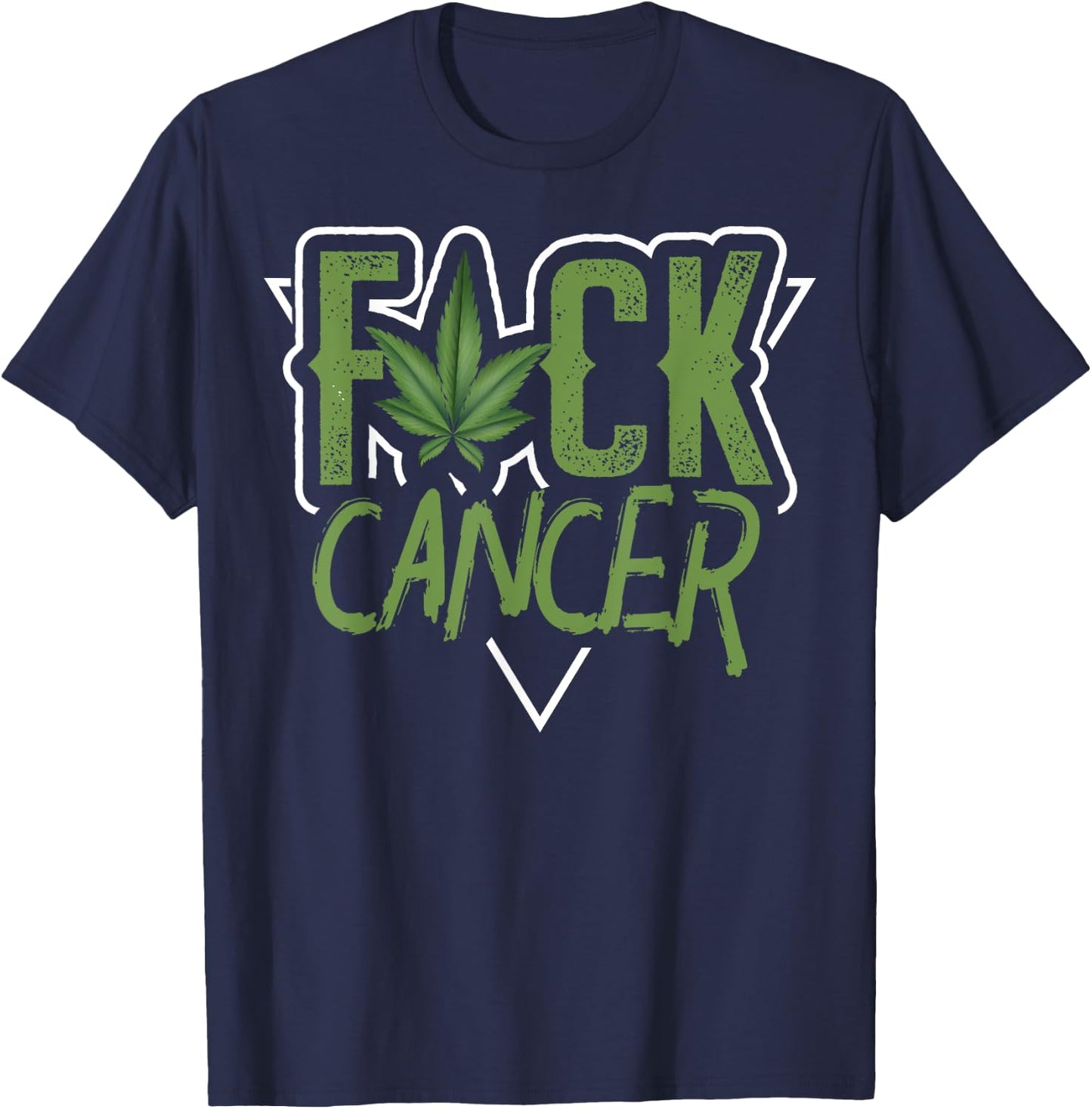Pot Leaf Cannabis | Fuck Cancer T-Shirt - T-Shirt | Navy