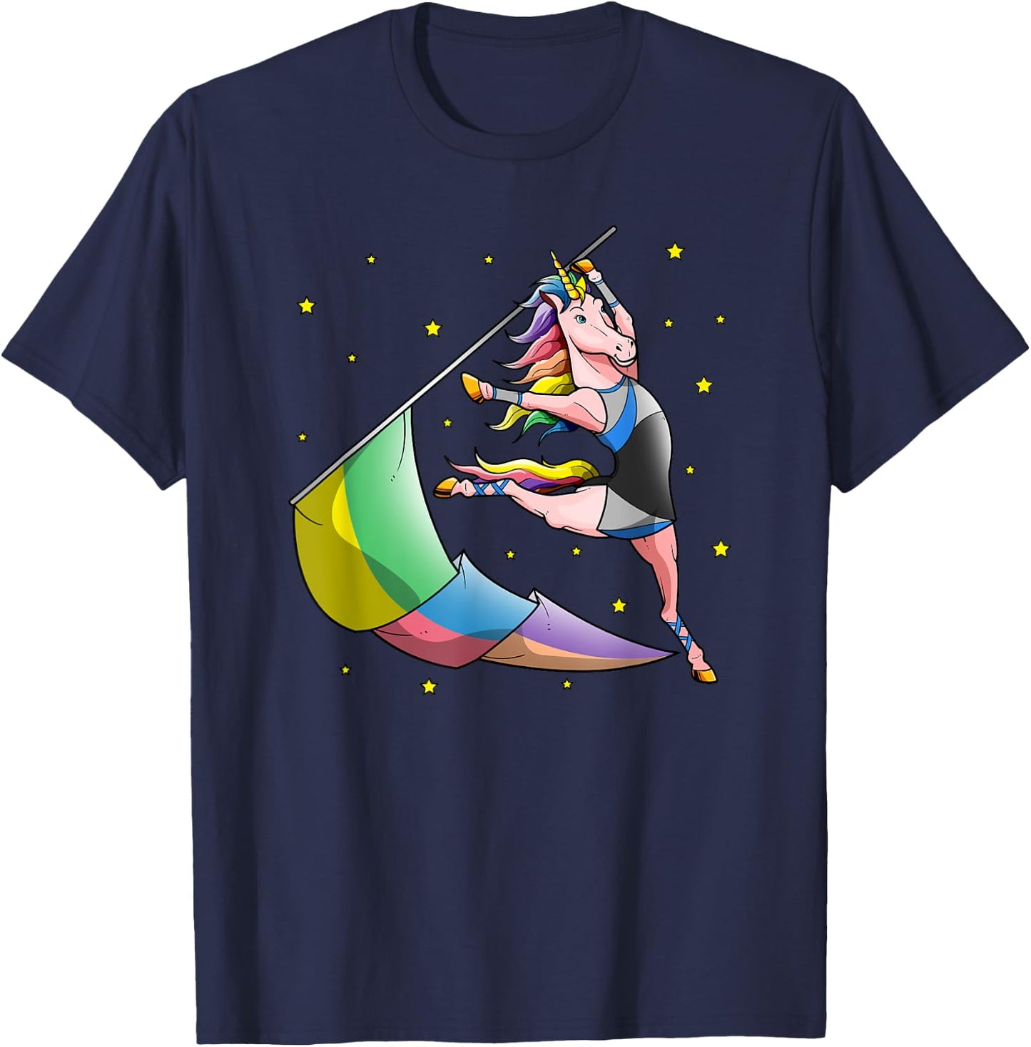 Color Guard Unicorn Winter Guard Flag Tossing Gifts Girls T-Shirt - T-Shirt | Navy