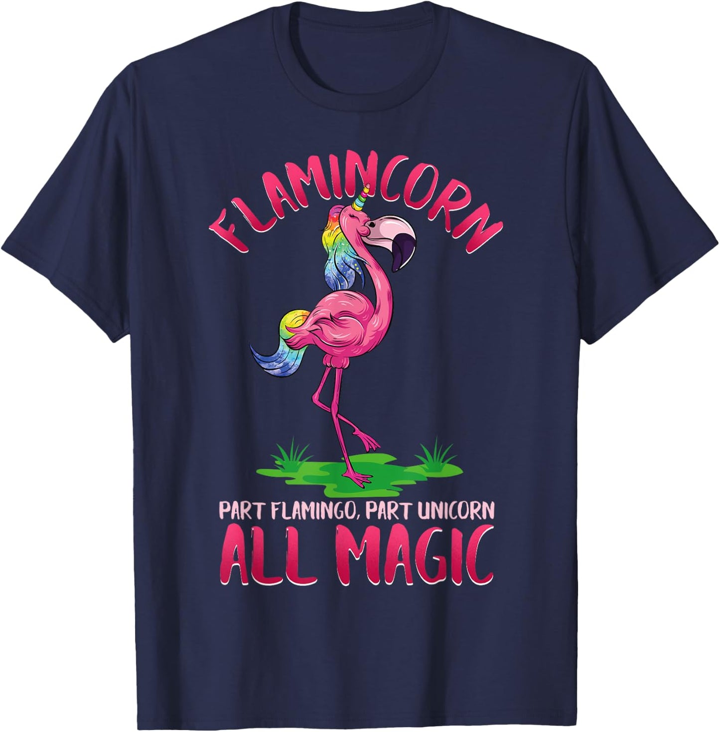 Flamincorn Flamingo & Unicorn T-Shirt - T-Shirt | Navy