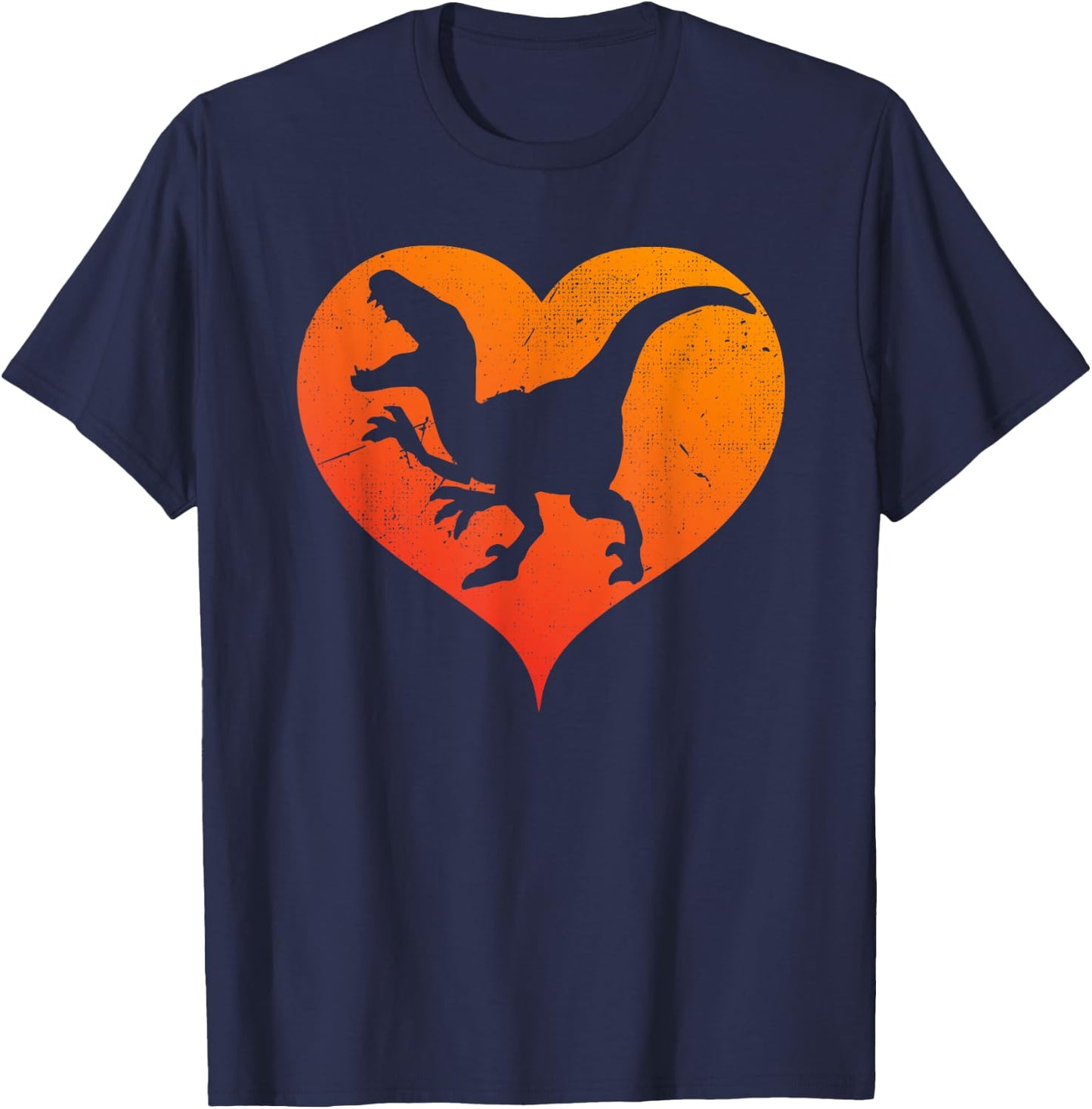 I Love Dinosaurs Velociraptor I Heart Dinosaurs Shirt T-Shirt - T-Shirt | Navy