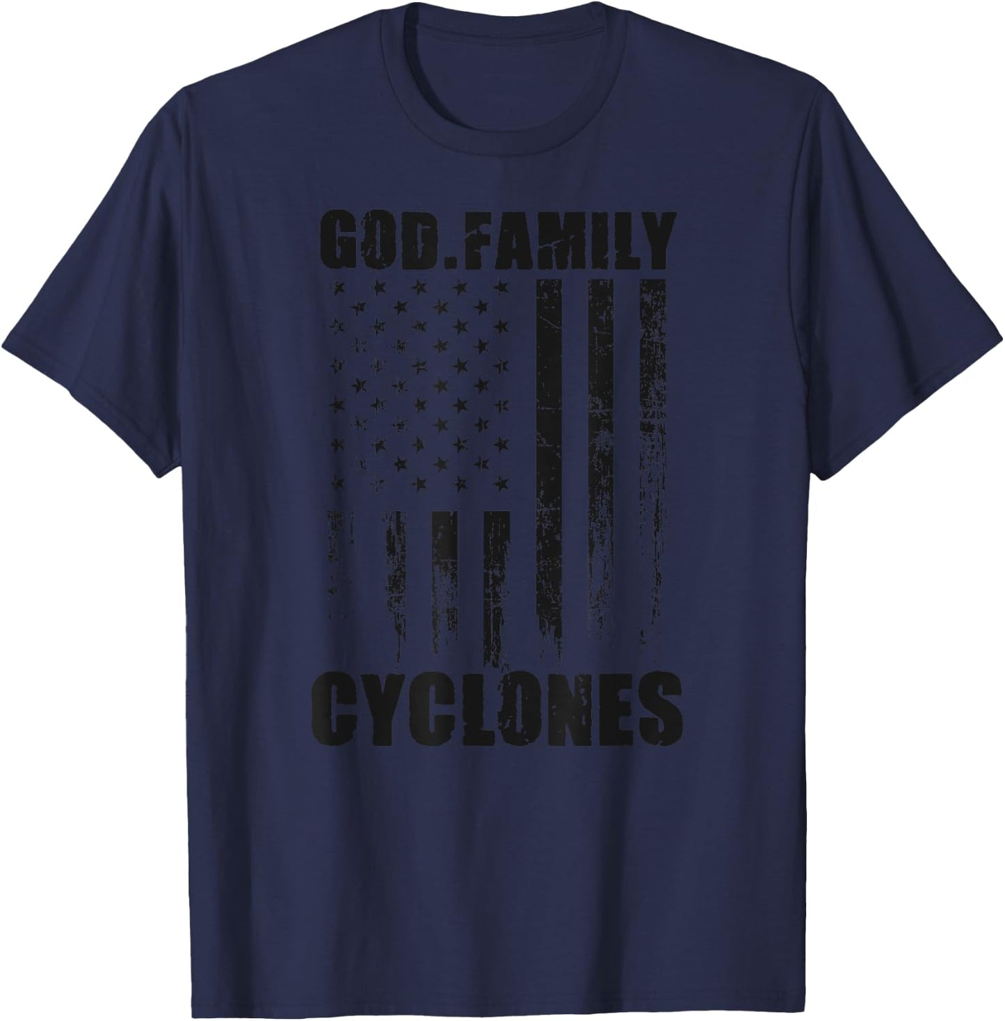 Elizabethton Cyclones God. Family. Vintage USA Flag T-Shirt - T-Shirt | Navy
