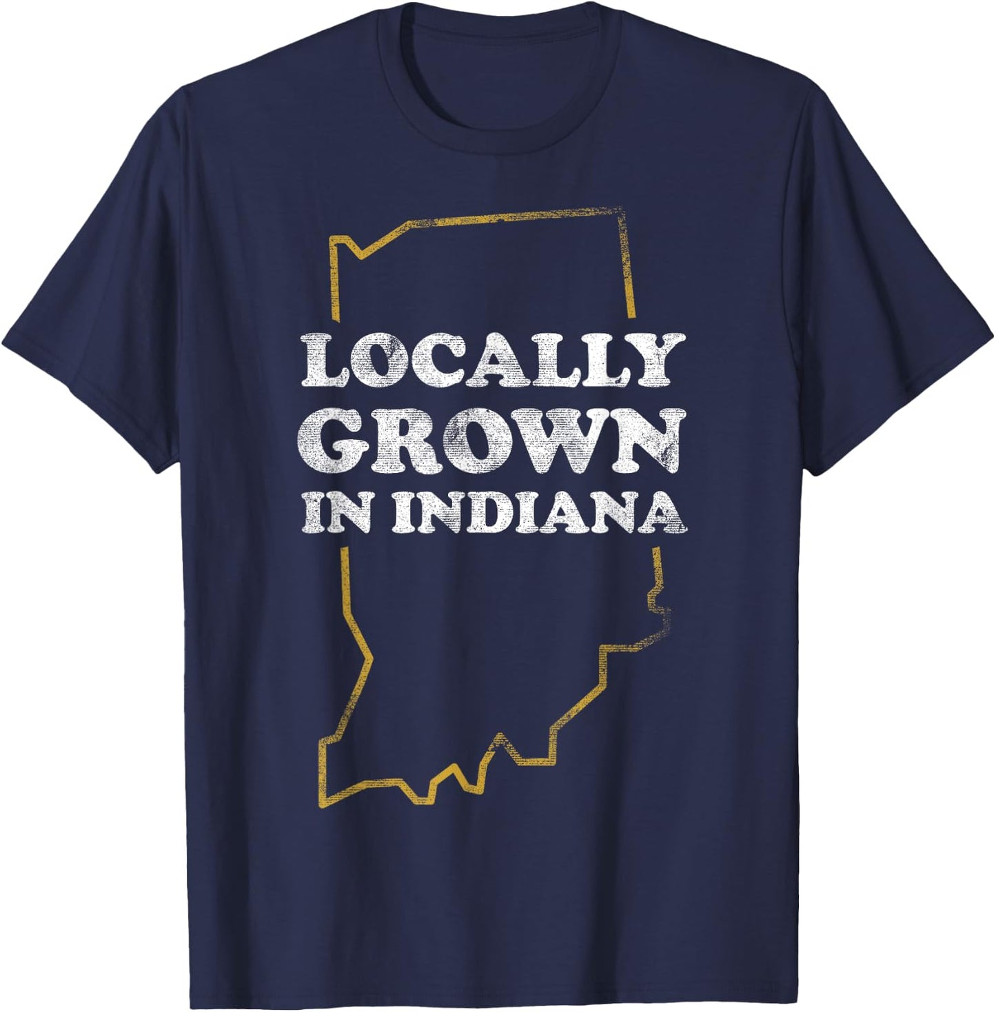 Locally Grown In Indiana State Outline T-Shirt - T-Shirt | Navy