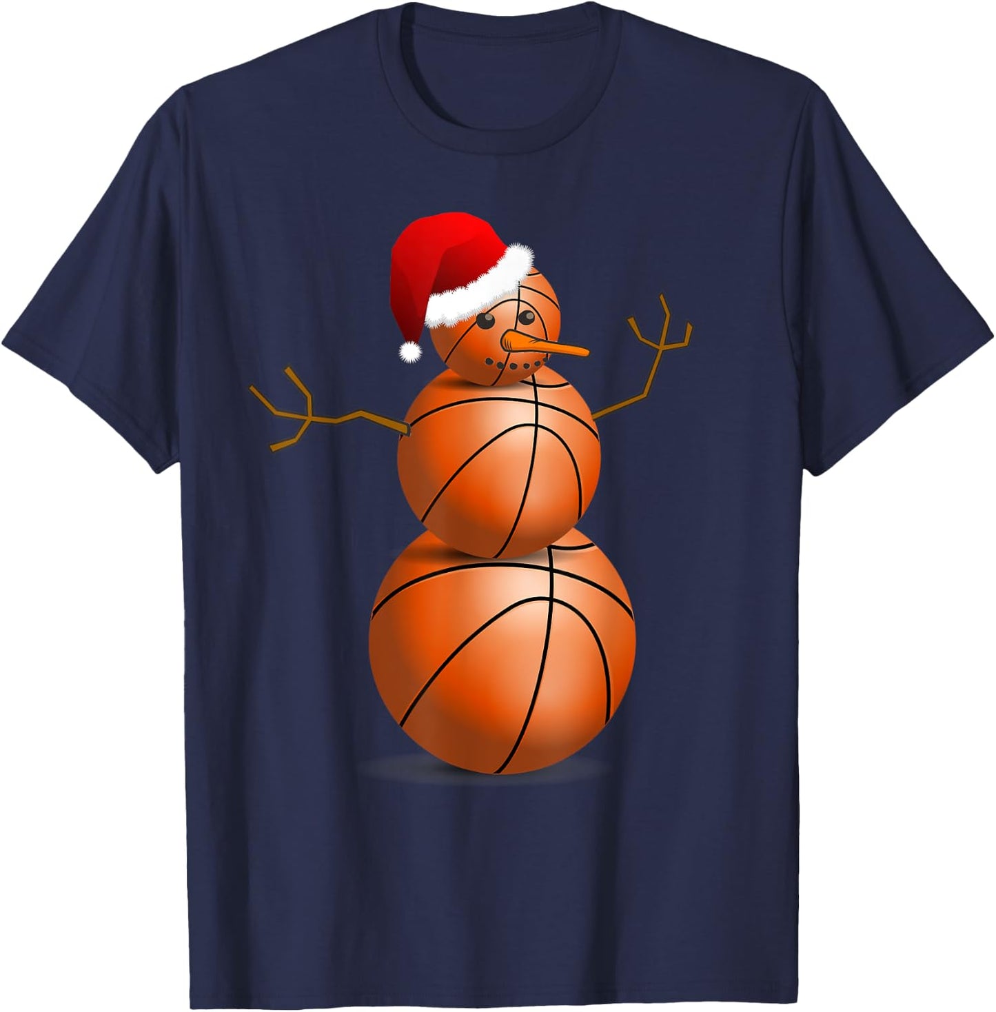 Christmas Basketball Shirt - Basketball Snowman T-Shirt - T-Shirt | Navy
