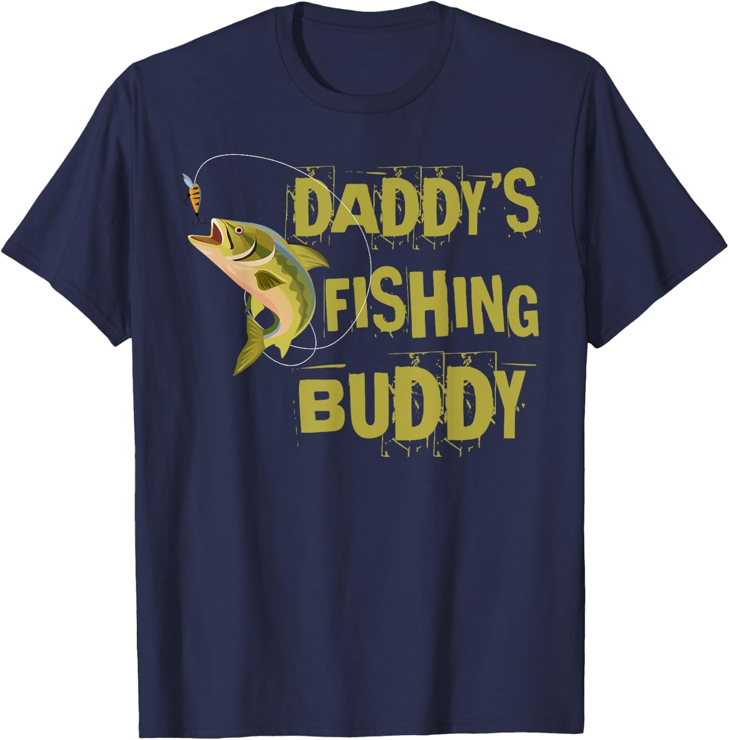 Daddy's Fishing Buddy Shirt Funny Fisherman Boys Girls Kids T-Shirt - T-Shirt | Navy