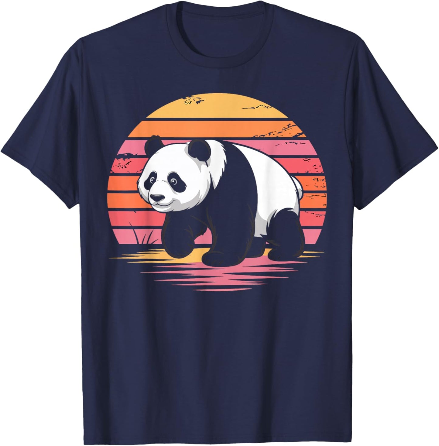 Retro Panda Lover Vintage Sunset Summer Vibes Gifts for Kids T-Shirt - T-Shirt | Navy