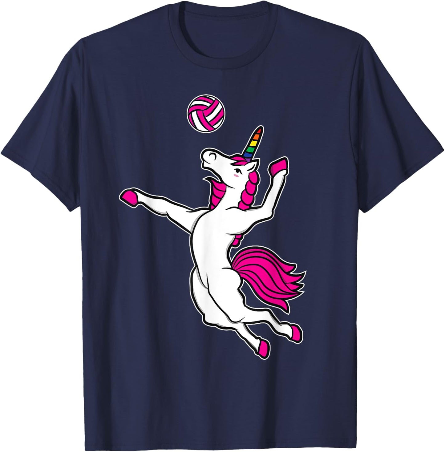 Funny Volleyball Unicorn For Volleyball Girls T-Shirt - T-Shirt | Navy