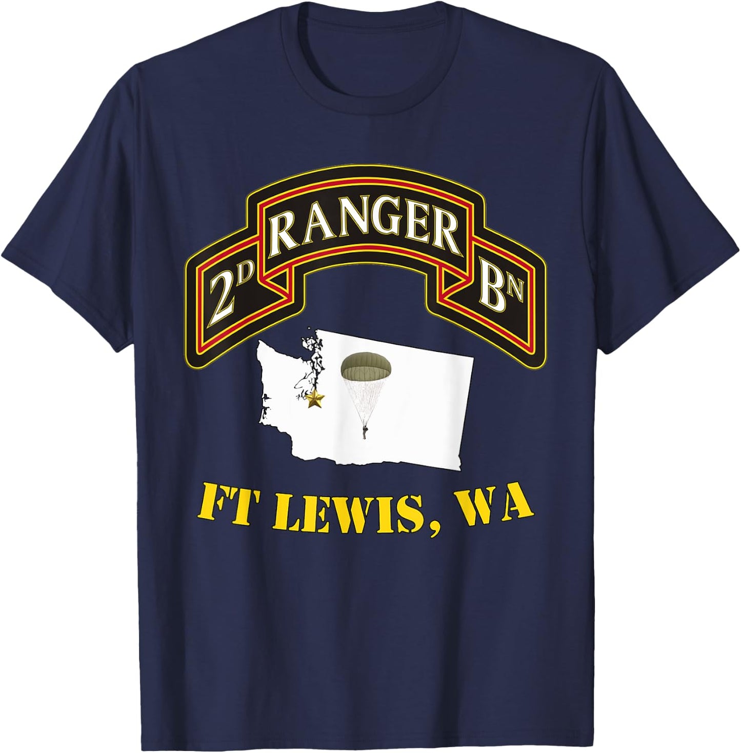 75th Rangers - Ft Lewis, WA 2nd Bn Ranger Unit Vets T-Shirt - T-Shirt | Navy