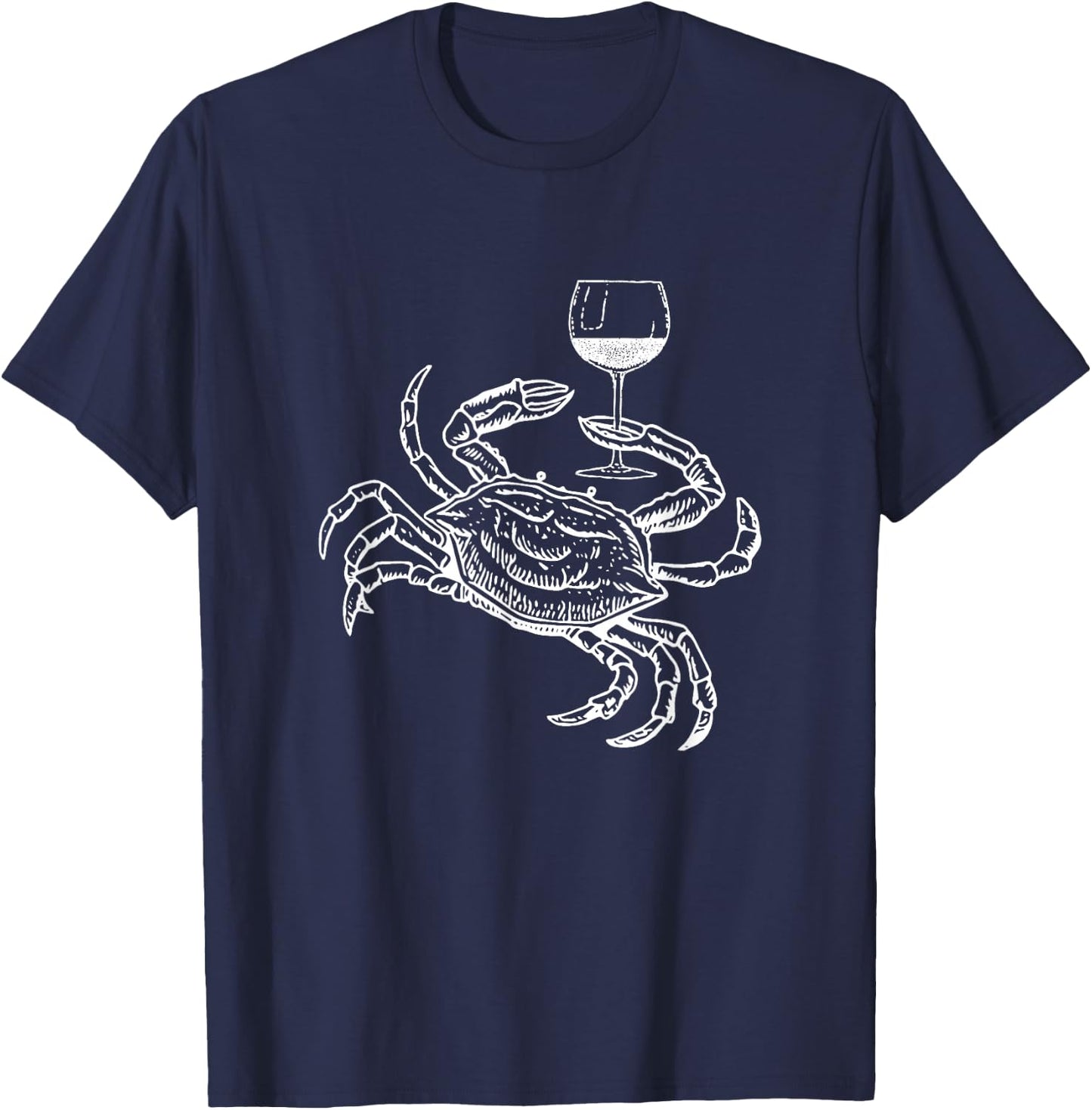 Wine Crab Ocean Lovers Shirt Funny Drinking Vacation T-Shirt - T-Shirt | Navy